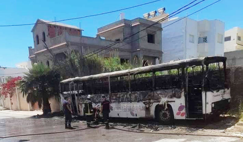 حريق حافلة بنزرت