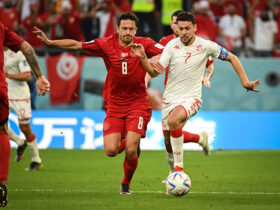 الشوط الاول من مباراة تونس والدانمارك